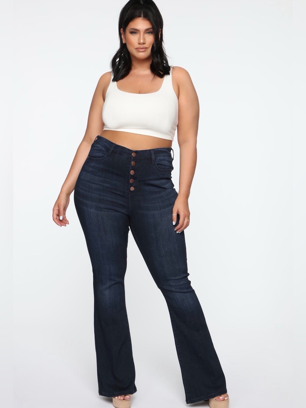 Fashion Nova Plus High-Rise Dark Blue Flare Jeans Size 18 plus